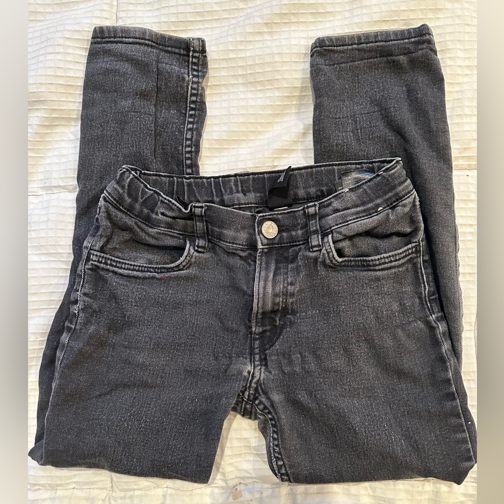 Unisex denim&denim distressed kids jeans, size 7